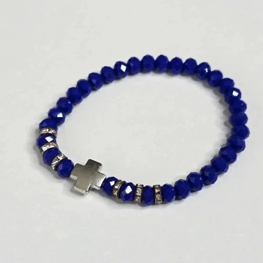 Blue Cross Bead Bracelet Fashion Jewelry NWT